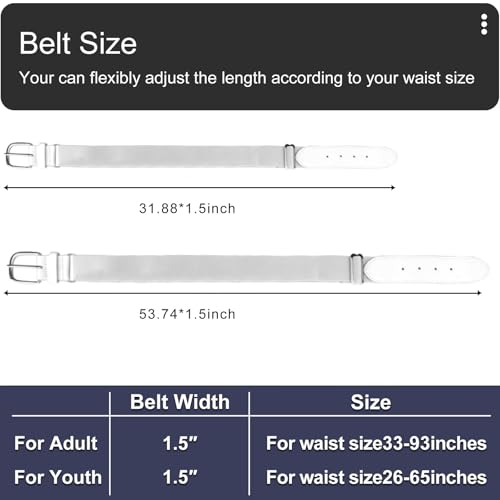Elastic Baseball Socks and Belt Combo Set - Large, White with Black