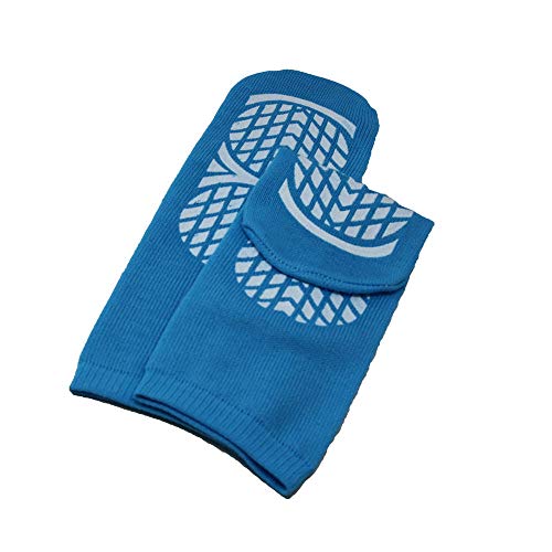 GBM Secure Step Blue Medium Non Slip Safety Socks 6 Pairs - Double-Sided Tread