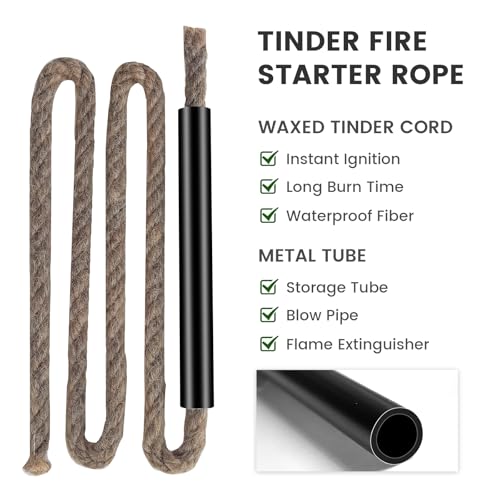 Ferro Rod Fire Starter with Waxed Tinder Cord - 6x1/2 Inch