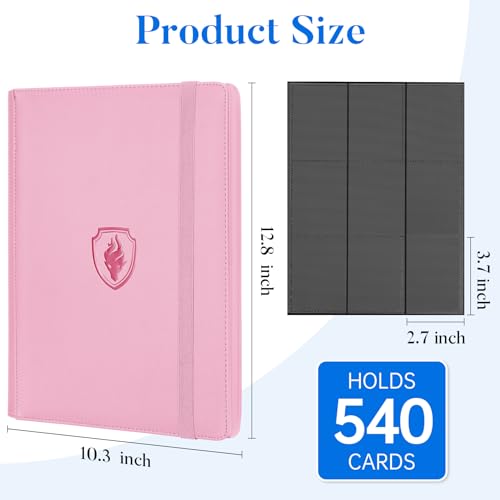 Premium 9 Pocket Card Binder for 540 Cards - Pink Collection Album