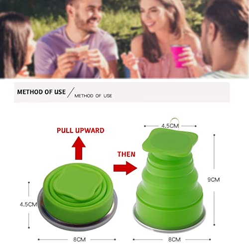 Collapsible Silicone Travel Cup - 200ml Portable Folding Mug - Green