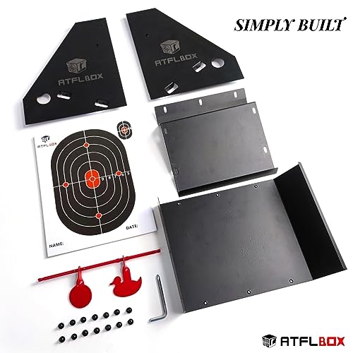 BB Gun Target Trap with 20 Paper Targets & Spinning Silhouettes - A-Target and Papers