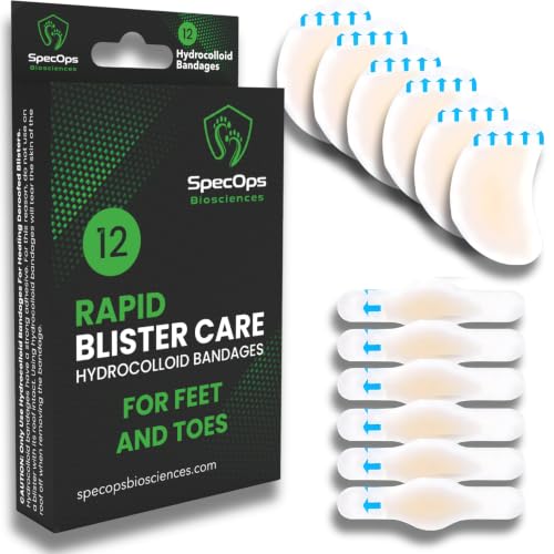 Hydrocolloid Blister Bandages for Athletes - Waterproof, Fast-Healing 12 Pack