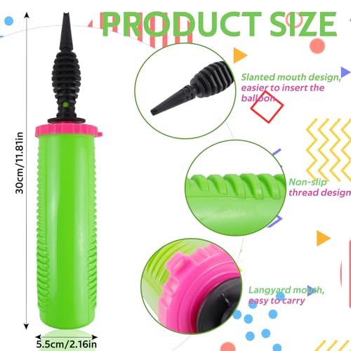 Green Double-Action Hand Balloon Pump - High Efficiency Inflator for Balloons & Pool Floats, 1PC
