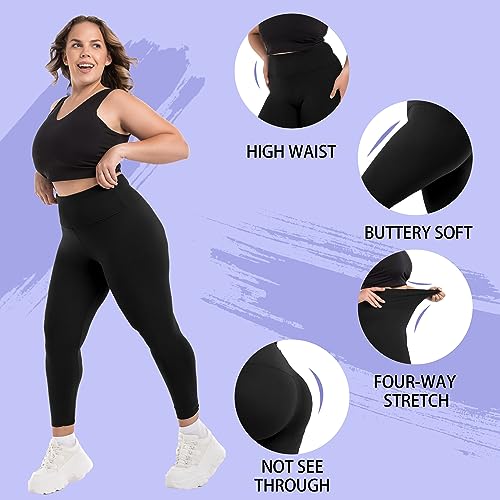 Walifrey 4X-Large Pink Buttery Soft High-Waist Plus Size Leggings for Women