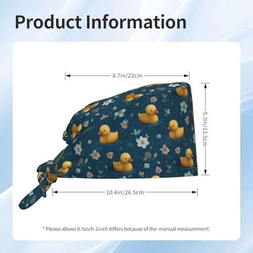 Adjustable Surgical Cap with Sweatband - Yellow Ducks Floral
