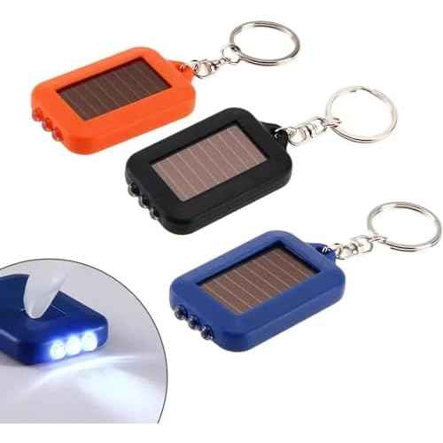 Pocketman Mini LED Keychain Flashlight Torch Solar Power 3 LED Light Lamp Keychain Torch with Key Ring Mini Key Ring Portable Safety Lamp