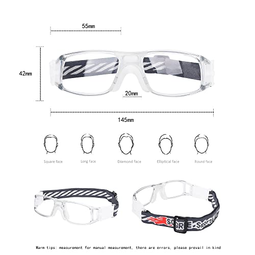 Sports Goggles Glasses - Basketball Protective Eyewear with Removable Lens and Adjustable Goggles Strap