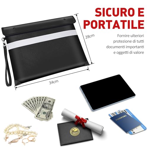 Vailoin Fireproof Document Bag with Waterproof Zipper,6200¡ÆF Insulated Fire Water Proof Money Pouch,Fireproof Envelopes for Cash,Fire Proof Bag for Important Documents, Valuables(13.9"x10.6",Black)