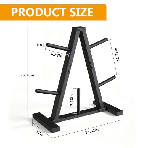 Weight Plate Rack Tree Holds 300 LBS | 1-Inch Standard Weight Plates