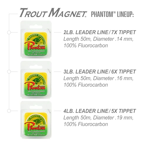 Phantom Fluorocarbon Leader Line - Ultra-Invisible 3lb Tippet, 50m