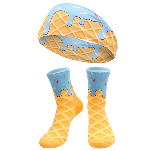 Ice Cream Sports Headband & Sock Set - Blue