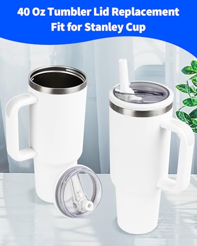 Flip Straw Lid Replacement for Stanley 40 oz Tumbler - 2 Pack, White