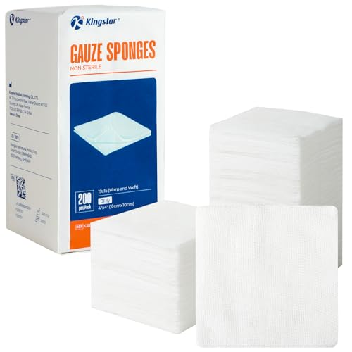 8-Ply Pure Cotton Gauze Sponges - 4x4 Inch, 200 Count