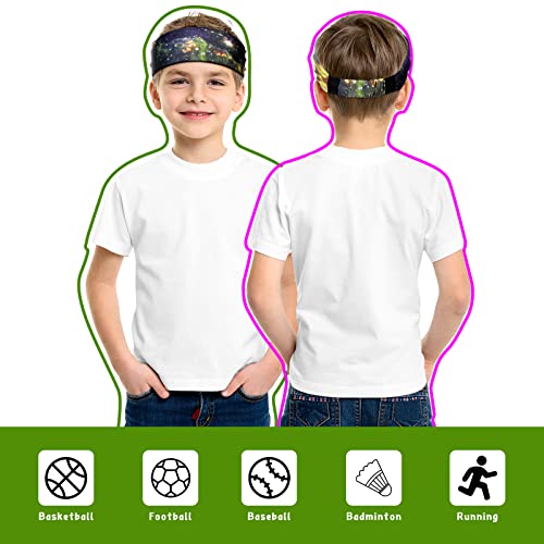 4 Pack Athletic Sweatbands - Breathable Non-Slip Headbands - Galaxy