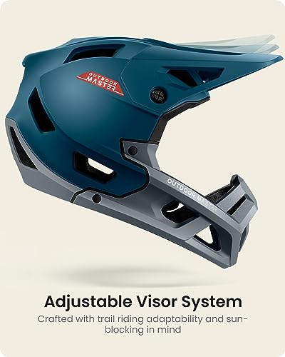 Full Face Mountain Bike Helmet - Lightweight, 27 Vents, Azure Blue / Medium