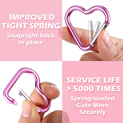 Heart Shaped Keychain Clip - Pink - 20 Pack of Cute Backpack Accessories