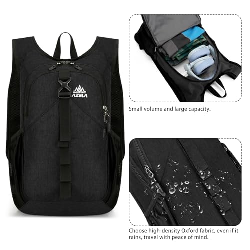 VOBUYING 15L Foldable Ultralight Hiking Backpack - Black, Compact & Waterproof