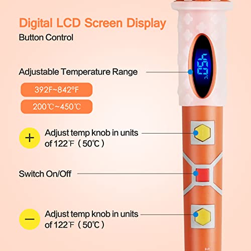 Soldering Iron Kit,80W LCD Digital Soldering Iron, Soldering Gun with Adjustable Temperature,Fast Heating and Ceramic Thermostatic Design,10 in 1 Welding Tools with Flux, Tips, Solder Wire, Stand