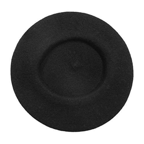 Wool French Beret Hat for Women & Men - Black Color