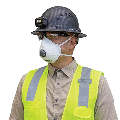 Klein Tools 604403 Respirator Mask, N95 Particulate Disposable Valved Respirator, NIOSH approved for Woodworking and Construction, 3-Pack