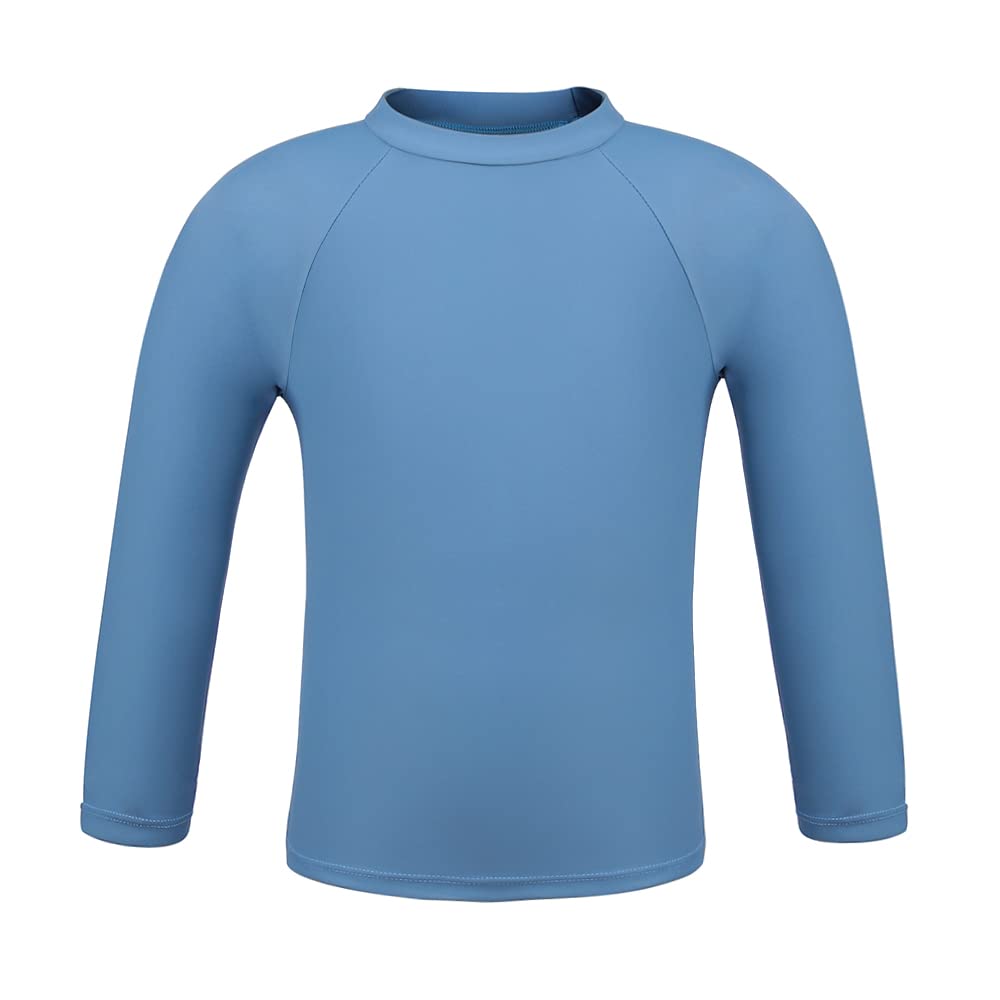 ESTAMICO Baby/Toddler Boys Rash Guard Shirts Long Sleeve Quick Dry Swim Shirt UPF 50+ Rashguard, Grey Blue 12-18 Months