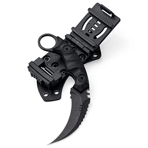 OOULORE Black/Black Fixed Blade Knife D2 Steel G10 Handle Tactical Outdoor Survival