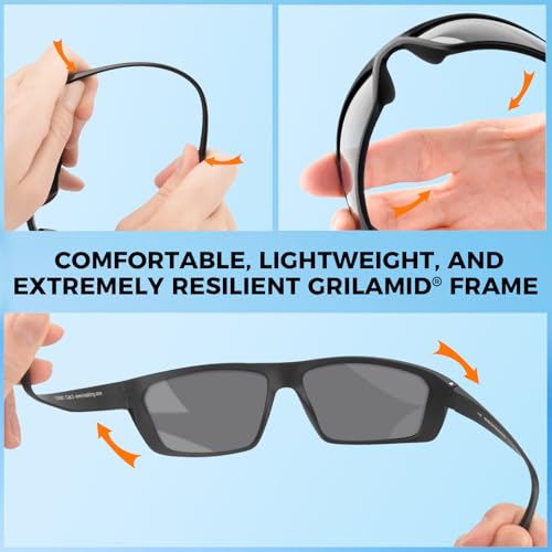 Polarized Sport Sunglasses for Fishing, Cycling, Driving - UV Protection, Lightweight
