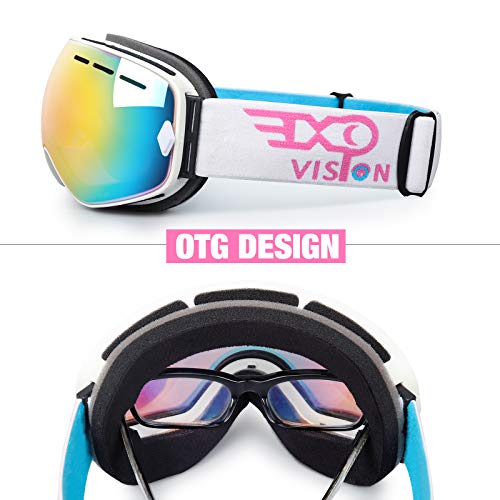 Snowboard Ski Goggles with Anti-Fog & Detachable Lens - Pink