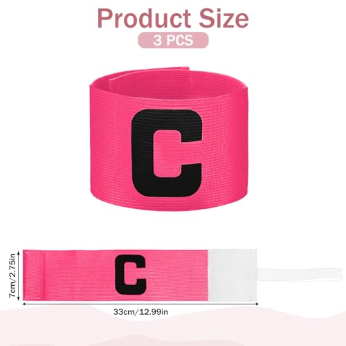 3-Pack Adjustable Captain Armbands - Rose Red Nylon Soccer Gear
