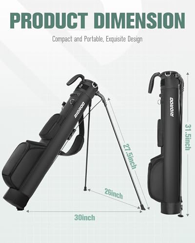Lightweight Golf Stand Bag for 7 Clubs with Cooler Pocket - Black