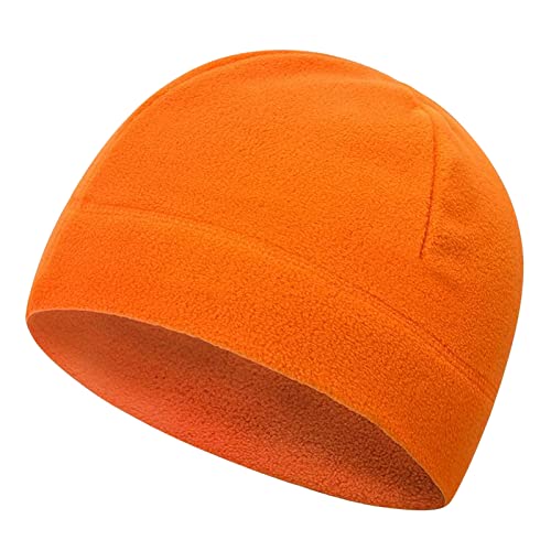 Microfleece Tactical Beanie Hat - Thermal Windproof Skull Cap - Orange