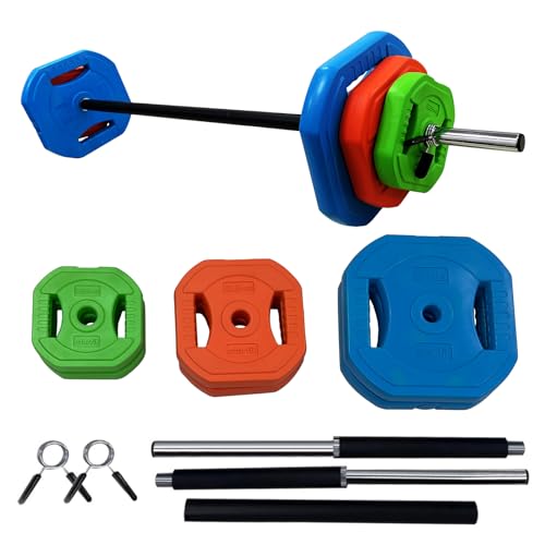 Adjustable Barbell Weight Set with Cardio Pump - 44 LB Multi-Color