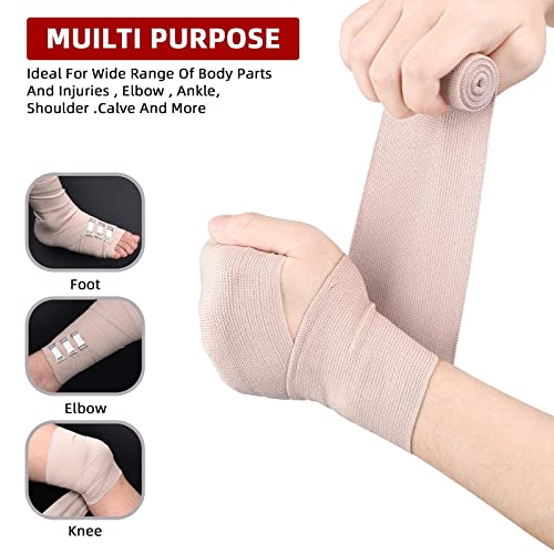 FRESINIDER Premium Elastic Bandage Wrap 4 Pack, 3 and Inch, 24 Clips