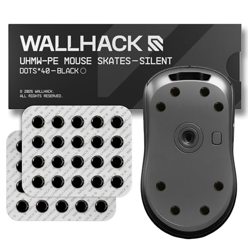 Wallhack UHMW-PE Dot Silent Mouse Skates - Black, Universal Fit, Noise-Reducing