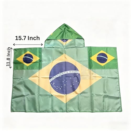 World Soccer 2026 Fan Essentials Kit - 3x5 Ft Flag Cape & Tattoos - Brazil