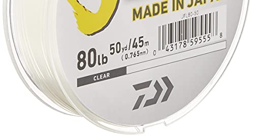 Daiwa 80 lb Fluorocarbon Leader, 50 yds, Clear - 100% J-Fluoro