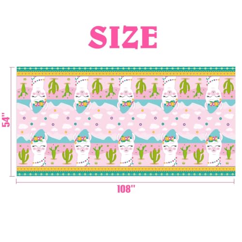 Alpaca Theme Tablecloth - 2 Pack 54" x 108" Disposable Covers