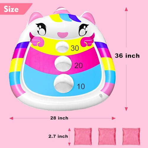 Kids Inflatable Unicorn Pool Cornhole Board Floating Game - JOINBO