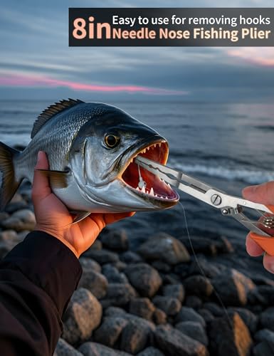 Stainless Steel Fishing Pliers with Hook Remover - Orange