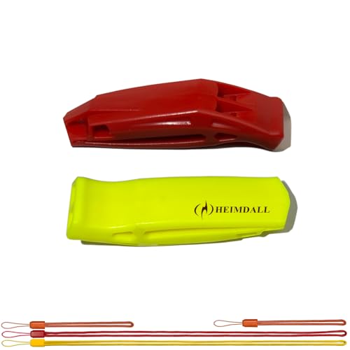 Emergency Whistle with Lanyard - Red & Yellow - High Decibel Safety Signal