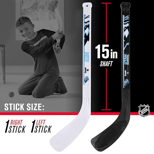 NHL Mini Hockey Set - Indoor Knee Hockey Goal with Sticks & Ball - Utah Mammoth