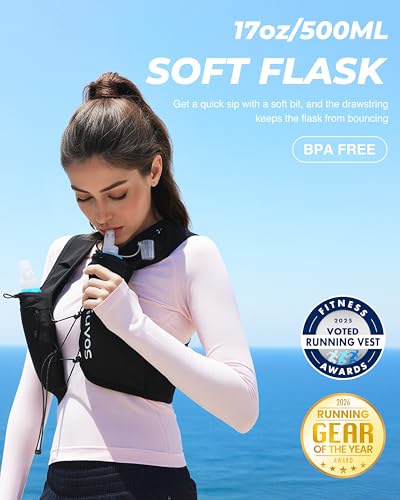 Running Hydration Vest with 2 Soft Water Bottles - Small
