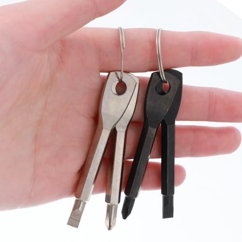 8 Pieces Chain Flathead Screwdriver Set Pocket Keychain Screwdrivers Tools Set Outdoor Tool Gadgets Kit Travel Mini Screwdriver Repairing Tool with Keyring Key for Dad Gift Electrician DIY