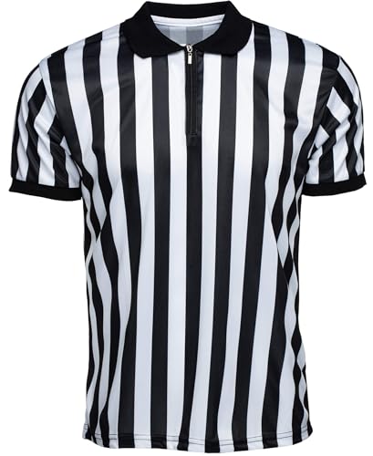 Men's Referee Shirt - Short Sleeve, Collared, X-Large - Black & White