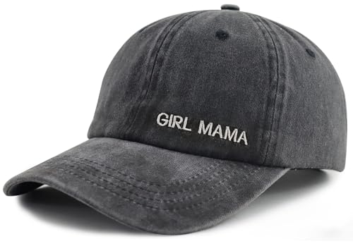 Embroidered Girl & Boy Mama Hat for Women - Mom Birthday Gift, Black