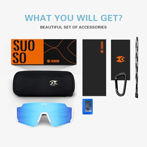 Suoso Kids Polarized Sun Glasses White Frame Blue Lenses UV Protection for Boys Girls 3-12