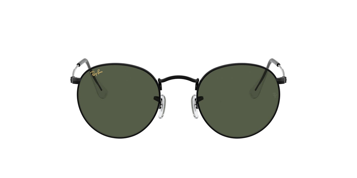 Ray-Ban Unisex RB3447 Round Metal Round Sunglasses, Black/G-15 Green, 53 mm