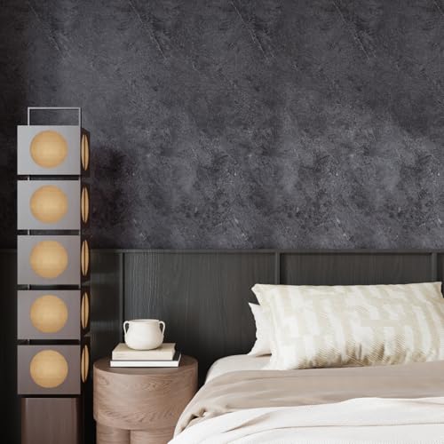CRE8TIVE Dark Grey Concrete Wallpaper Peel and Stick Concrete Contact Paper for Countertops Cabinets Waterproof 12"x80" Self Adhesive Industrial Cement Wallpaper Textured for Kitchen Backsplash Walls