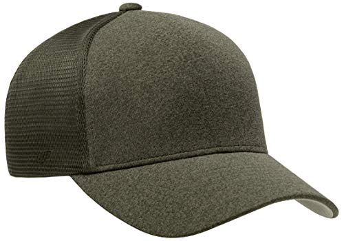 Flexfit Unisex Melange Trucker Cap Large-X-Large Olive - Structured Hat with Embroidery